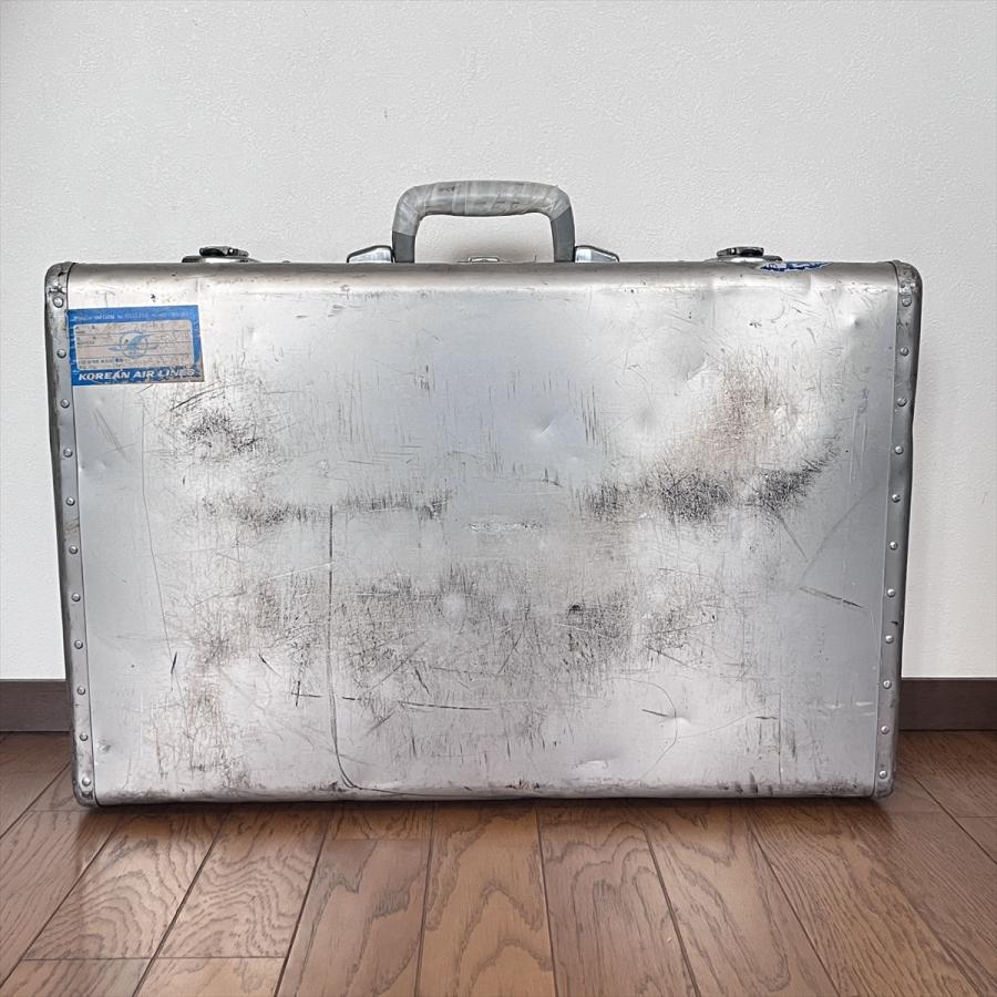ヴィンテージ 昭和レトロ アルミトランク スーツケース カギ無 : SK
