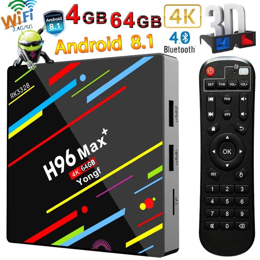 最強 Android 8 1 Tv Box H96 Max プラス4gb 64 Gb 4k Tvボックス Rk3328クワッドコア Bt4 1 Wifi せットトップボックス 3d 4k Hd Android Tv Box Tb063 新奇特之峰yahoo 店 通販 Yahoo ショッピング