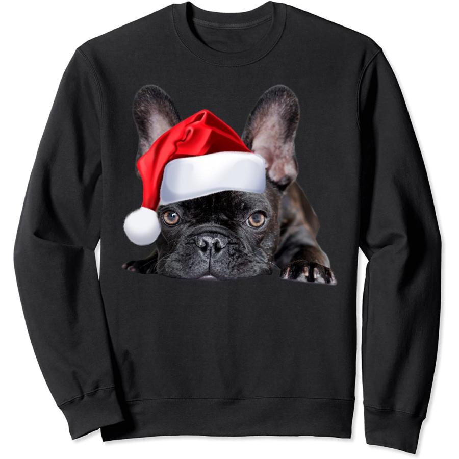 トレーナー かわいいフレンチブルドッグサンタ帽子フレンチー画像クリスマスプレゼント