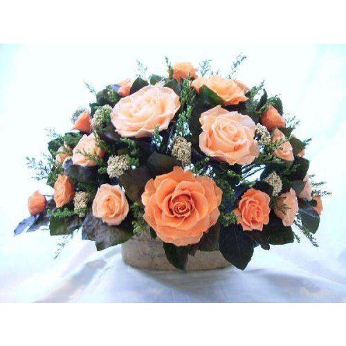 オレンジ薔薇のファンアレンジ プリザーブドフラワー 花束 アレンジメント スカイフォース スカイフォースのオレンジ薔薇
