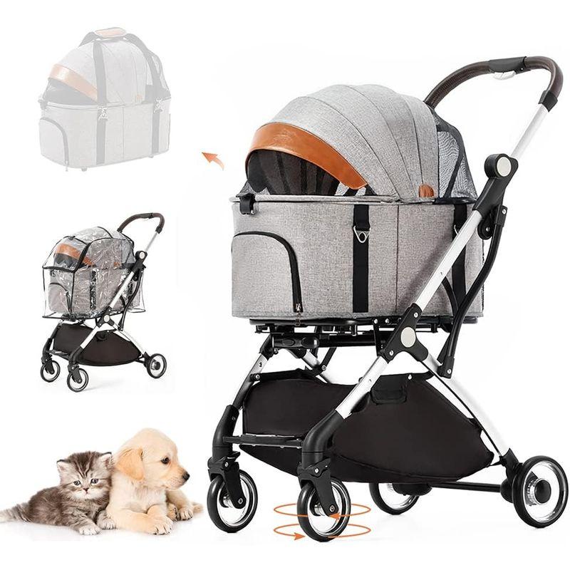 HRking.HANRAY 分離型 折りたたみ ペットカート 3wayモデル 対面式 4輪 犬用ベビーカー 前輪360°回転 後輪ブレーキ付 HRking HANRAY 分離型 折りたたみ ペットカート 3wayモデル 対面式 4輪 犬用ベビーカー 後輪ブレーキ付