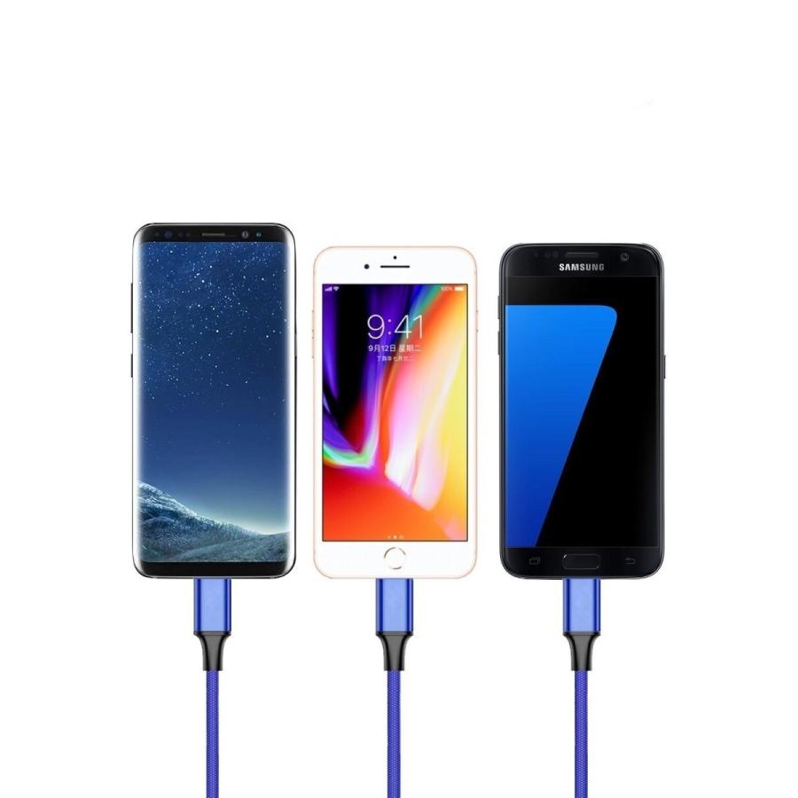 3in1 充電ケーブル Type-C ケーブル iphone ケーブル 1m タイプc ケーブル Micro USB ケーブル Android 同時給電 スマホ用 充電 type c ケーブル I字｜sky-sky｜08