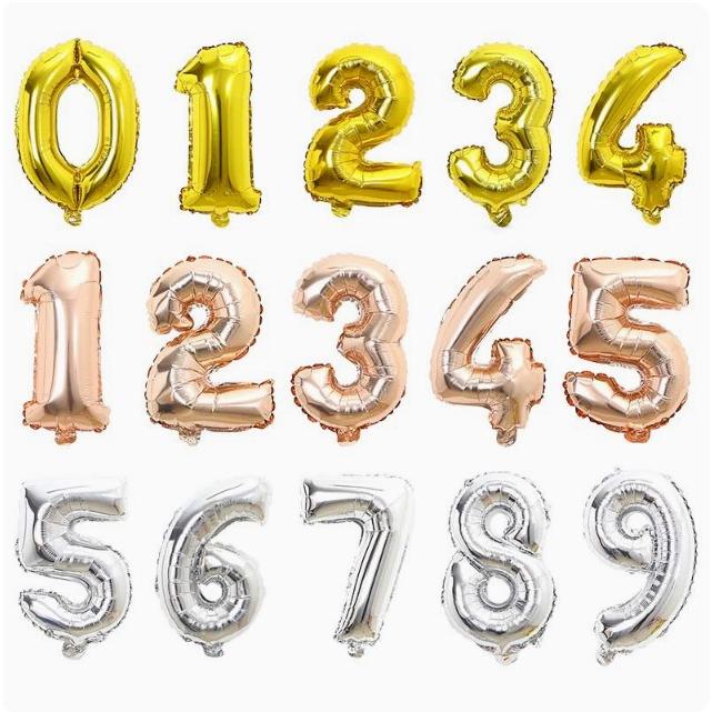 誕生日 飾り付け バルーン 数字 アルミ 風船 40cm 記念日 ゴールド