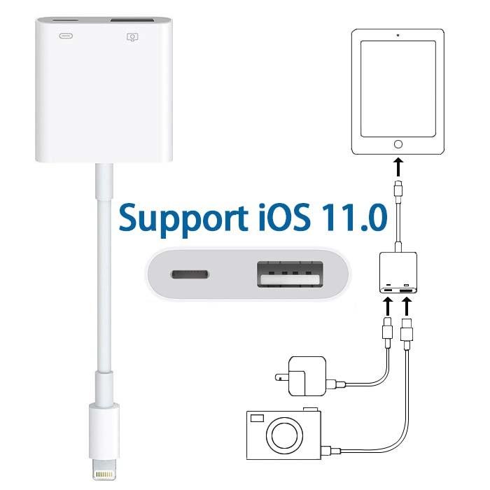 カメラアダプター iphone Lightning USB 3 ios13以上対応可能 カメラリーダー iPhone8 8Plus iphoneX iPhone6 7Plus iPad iPod ライトニング 変換｜sky-sky｜02