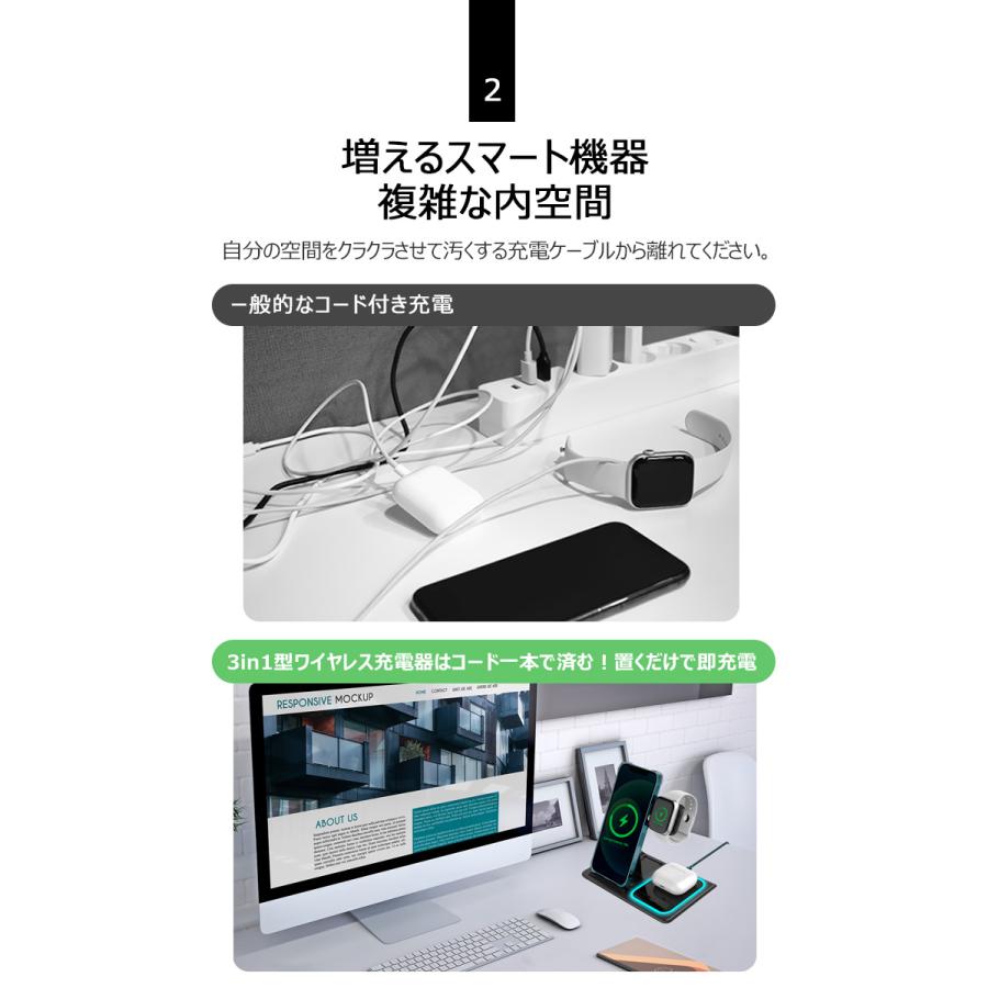 ワイヤレス充電器 3in1 iphone16 折り畳み式 ワイヤレス 充電器 無線