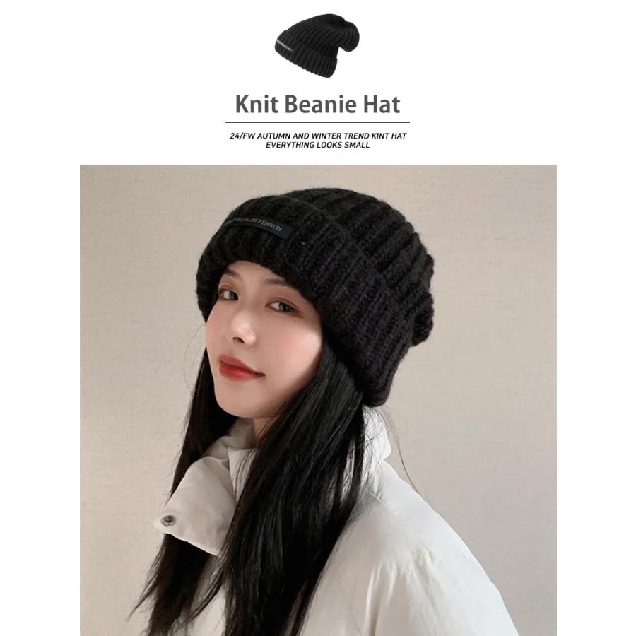 no mass prod ブラックニットビーニー ボタン付きの黒いニット帽 knit beanie / black（ニットビーニー / ブラック） | natto | ナット