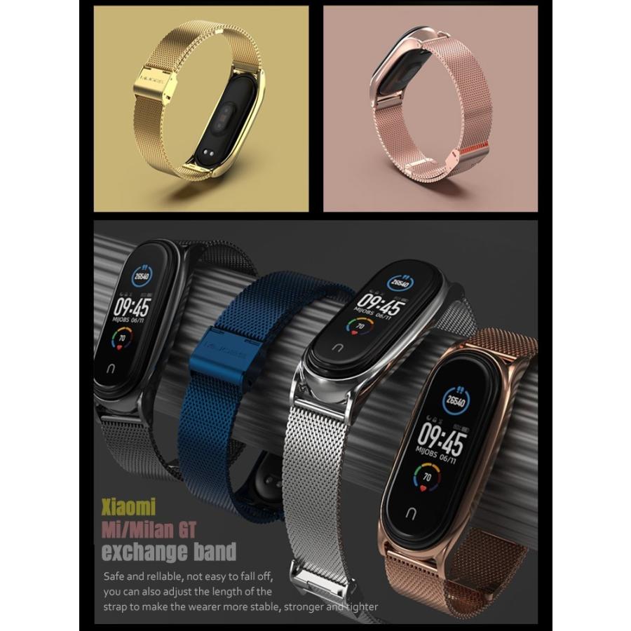 xiaomi mi band 7/6/5/4/3 スマートウォッチベルト 交換ベルト ステンレス メタル 合金 高品質 スマートバンドミラネーゼループ 替えバンド 長さ調節可能｜sky-sky｜10