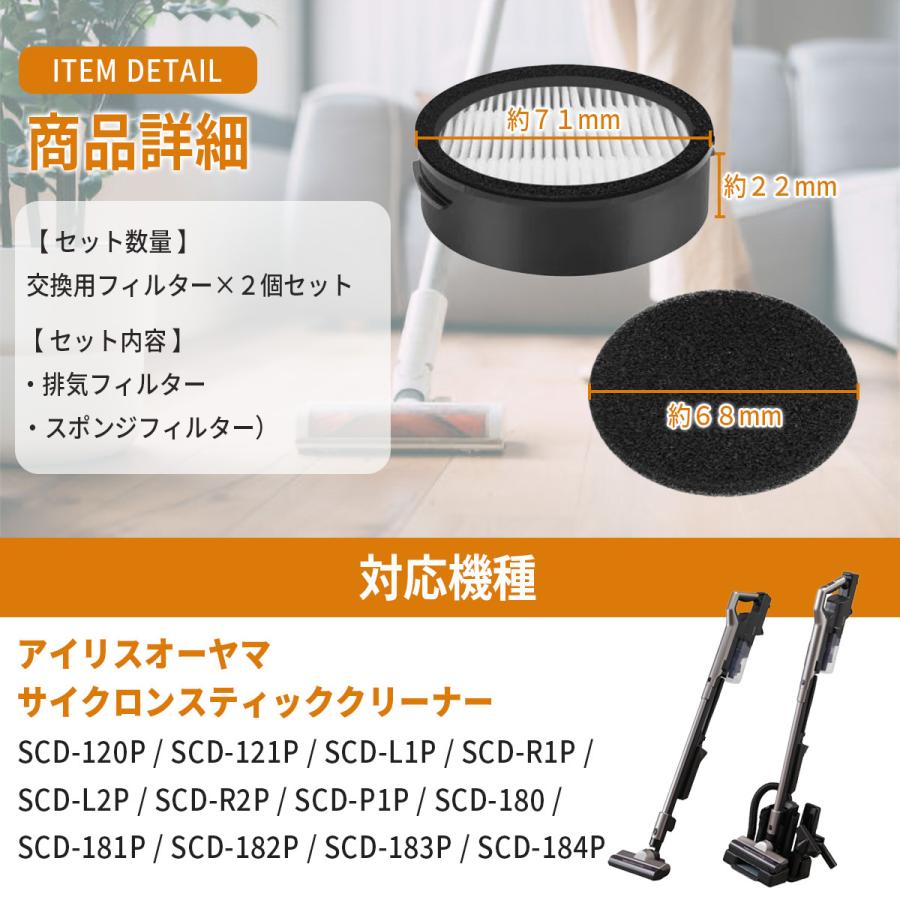 アイリスオーヤマ 掃除機 フィルター 互換品 CFTS72 2個セット 汎用