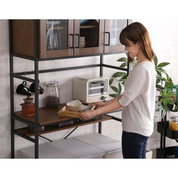 食器棚 収納 おしゃれ 北欧 90 幅90 レンジ台 ゴミ箱スペース付き