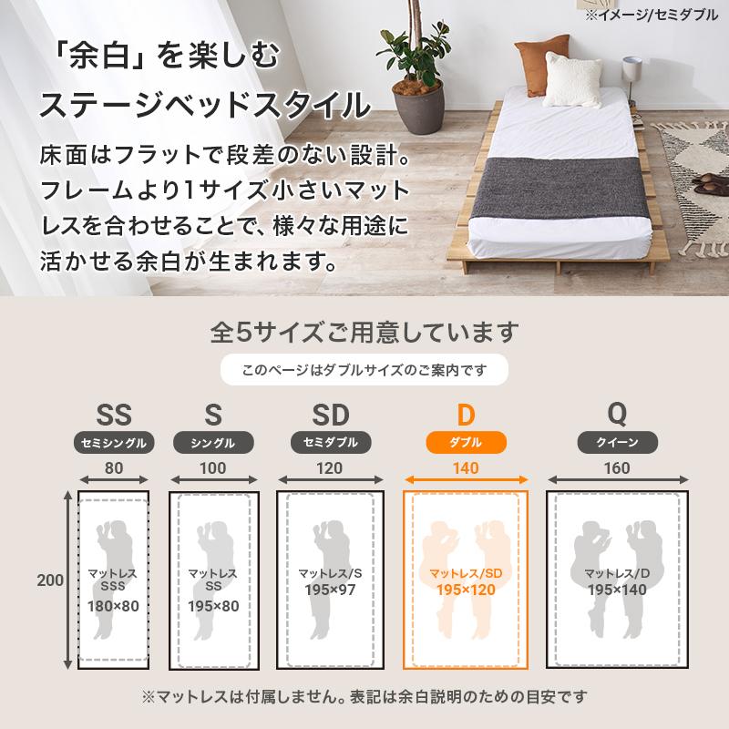 ステージベッド ダブル マットレス下 湿気対策 ベッド ベッドフレーム 