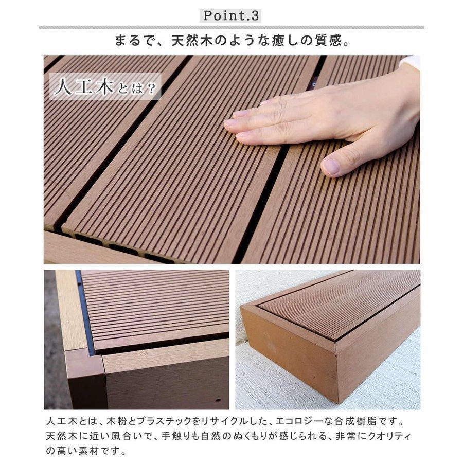 ウッドデッキ 人工木 おしゃれ diy 材料 9点セット 縁台6台 ステップ