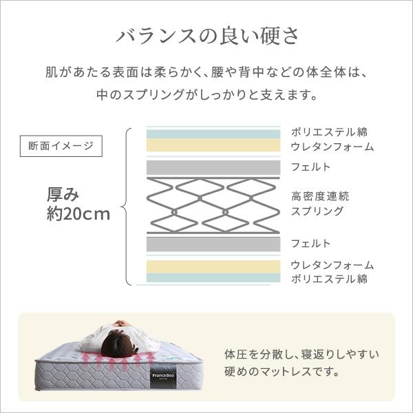 マットレス シングル 日本製 フランスベッド 高密度連続スプリングマットレス 硬め シングルサイズ 防ダニ 抗菌 防臭_3