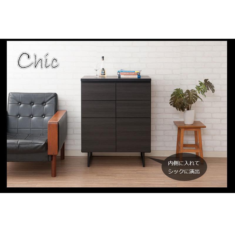 キャビネット 幅70cm おしゃれ ディスプレイ リビング ブラック 黒