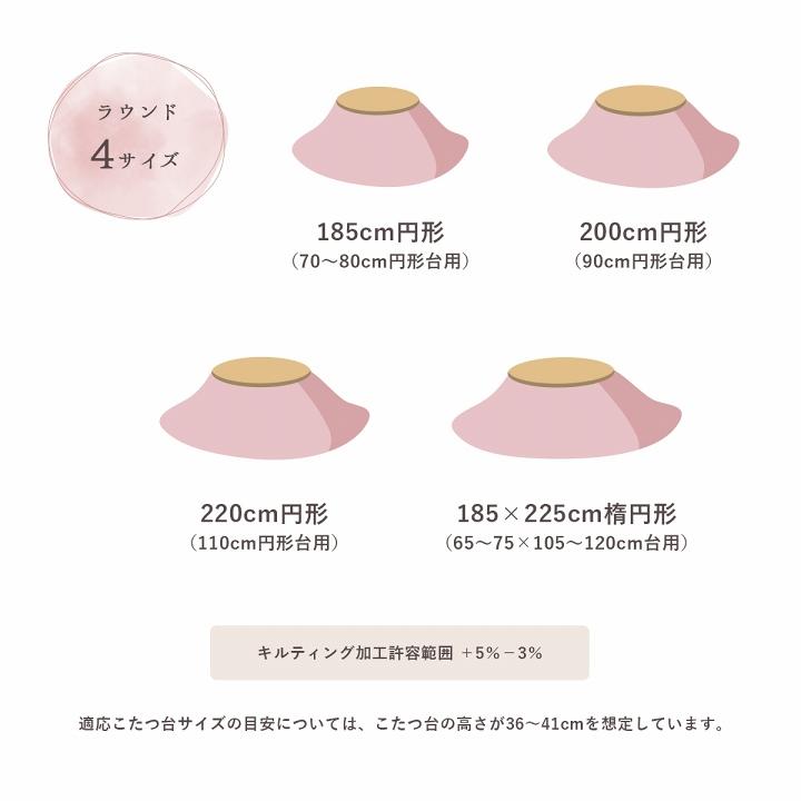 こたつ布団 こたつ掛け布団 円形 丸形 220 無地 洗える 薄手 洗濯 こたつ 110 おしゃれ 掛け布団 大判 韓国 風 暖かい リバーシブル 抗菌 防臭 丸_24