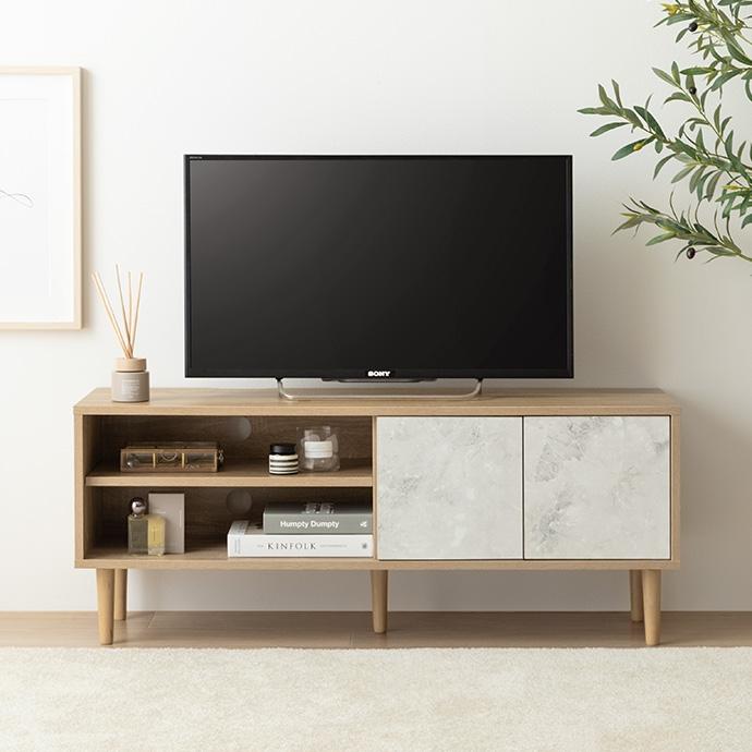 テレビ台 ロータイプ 幅110 おしゃれ 大理石調 収納 引き出し テレビ