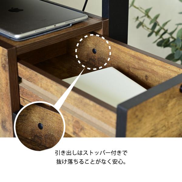 パソコンデスク 収納 デスク ビンテージ 風 幅90 引き出し おしゃれ テレワーク ブルックリン A4 ファイル収納 在宅勤務 リモートワーク 一人暮らし 省スペース_8