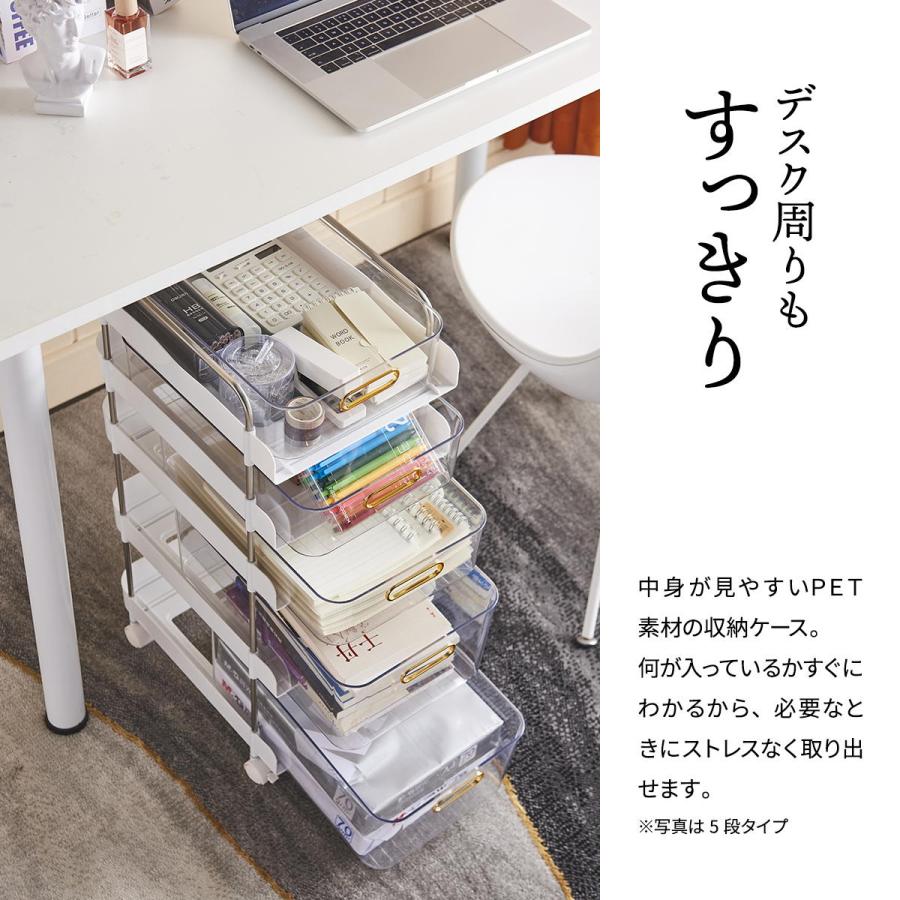 ワゴン リビング収納 マルチ収納 フェミニワゴン キャスター付き 引き出し収納 おしゃれ スリム キッチン収納 デスク上収納 3段_14