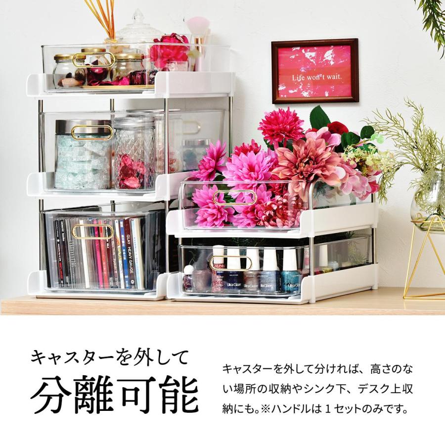 ワゴン リビング収納 マルチ収納 フェミニワゴン キャスター付き 引き出し収納 おしゃれ スリム キッチン収納 デスク上収納 3段_6