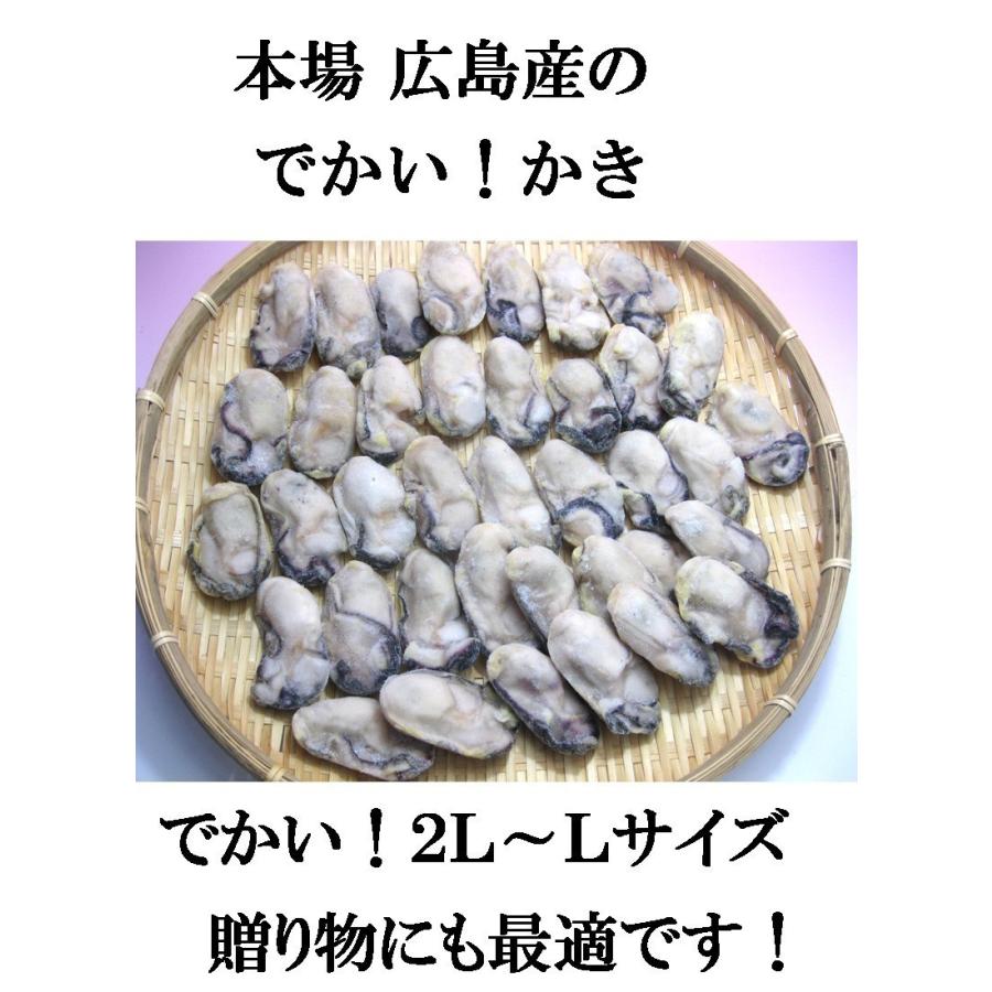 牡蠣 かき カキ 冷凍 特大 2LからLサイズ 1kg 剥き身 広島産｜skyandblue｜02