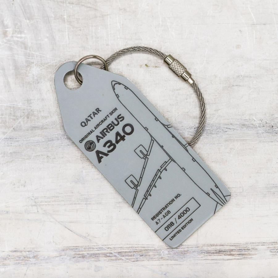 AVIATIONTAG A340 A7AGB Grey QATAR アビエーションタグ カタール航空 機体キーホルダー