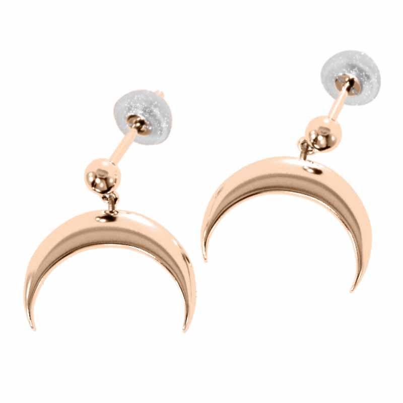 ペア ピアス ムーン 地金 k18ピンクゴールド キャッチ付き ブラタイプ