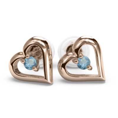 18金ピンクゴールド ペア ピアス ブルートパーズ(青) 11月誕生石 オープン ハート キャッチ付き(16029円)