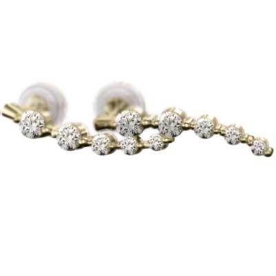 両耳 ピアス ダイアモンド k18イエローゴールド キャッチ付き