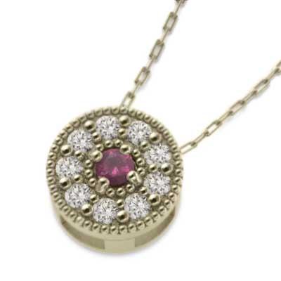 特価イラスト ジュエリー ペンダント ルビー 天然ダイヤモンド 10金イエローゴールド 7月誕生石 ミル打ち オンライン売れ筋 Paynow Universalpapershredding Com