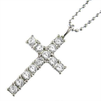 手数料安い ヘッド クロス ペンダント チェーン ダイヤモンド 4月誕生石 プラチナ900 ネックレス、ペンダント