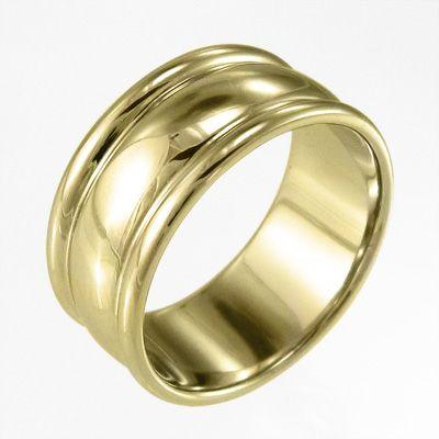 メンズ 18金イエローゴールド 地金 幅広 指輪 約10mm幅 特大サイズ 