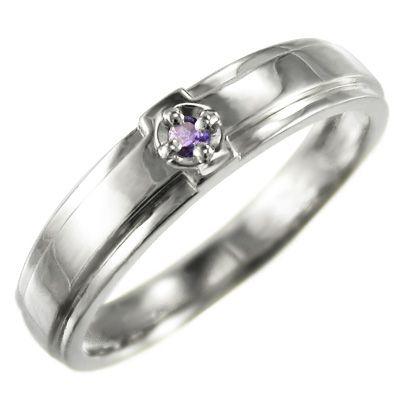 数量は多い アメシスト(紫水晶) リング クロス 1粒石 2月誕生石 18金ホワイトゴールド, おしゃれ家具照明の快適ホームズ 00b16a07