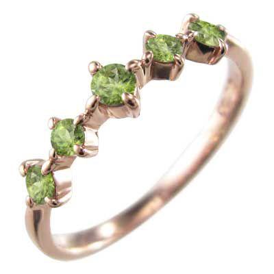 ファイブストーン ハーフ エタニティリング ペリドット k10ピンクゴールド