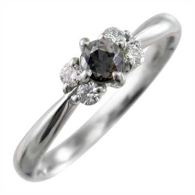 2021人気の ブラックダイヤ 指輪 5ストーン 4月誕生石 k10ホワイトゴールド 指輪