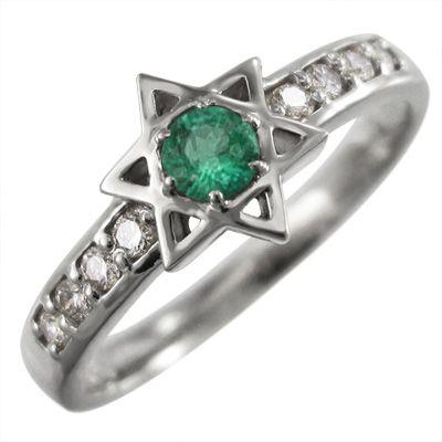 プラチナ900 指輪 ヘキサグラム 5月の誕生石 エメラルド ダイアモンド Prettyfunnyballoons Com