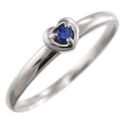 リング サファイア(青) ハート 一粒石 10kホワイトゴールド 9月誕生石