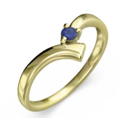楽天 リング 1粒石 サファイヤ 9月の誕生石 18金イエローゴールド 指輪