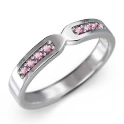平打ち リング ピンクトルマリン 18金ホワイトゴールド 10月誕生石