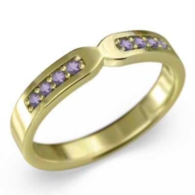 平たい リング アメジスト k18 2月誕生石