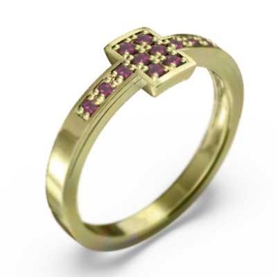 指輪 ルビー イエローゴールドk18 7月の誕生石