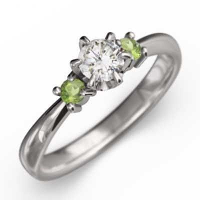 【信頼】 マリッジリング にも ペリドット 天然ダイヤモンド 8月の誕生石 プラチナ900 エンゲージリング