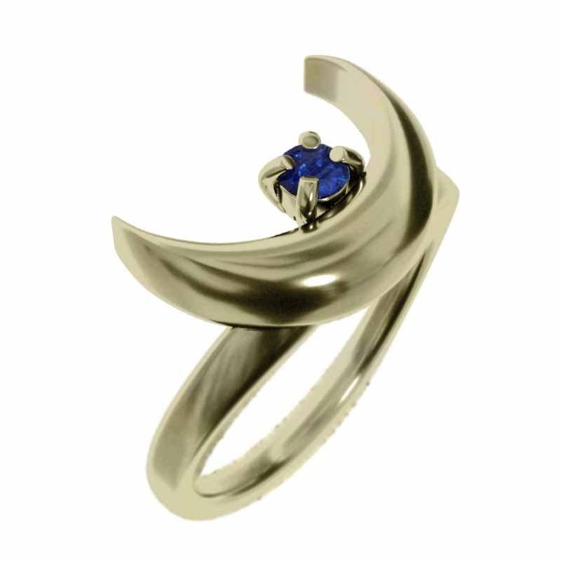 指輪 ラッキーアイテム馬蹄 11月の誕生石 18金イエローゴールド ブルー 