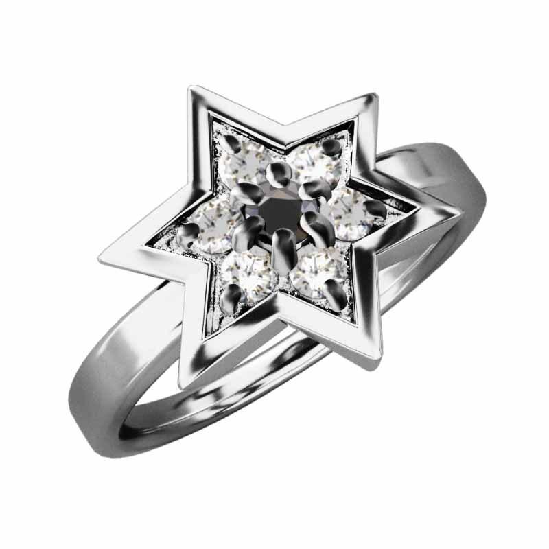レビュー高評価のおせち贈り物 リング 六芒星 六芒星大サイズ 白金（プラチナ）900 天然ダイヤモンド ブラックダイヤモンド(黒ダイヤ) 指輪
