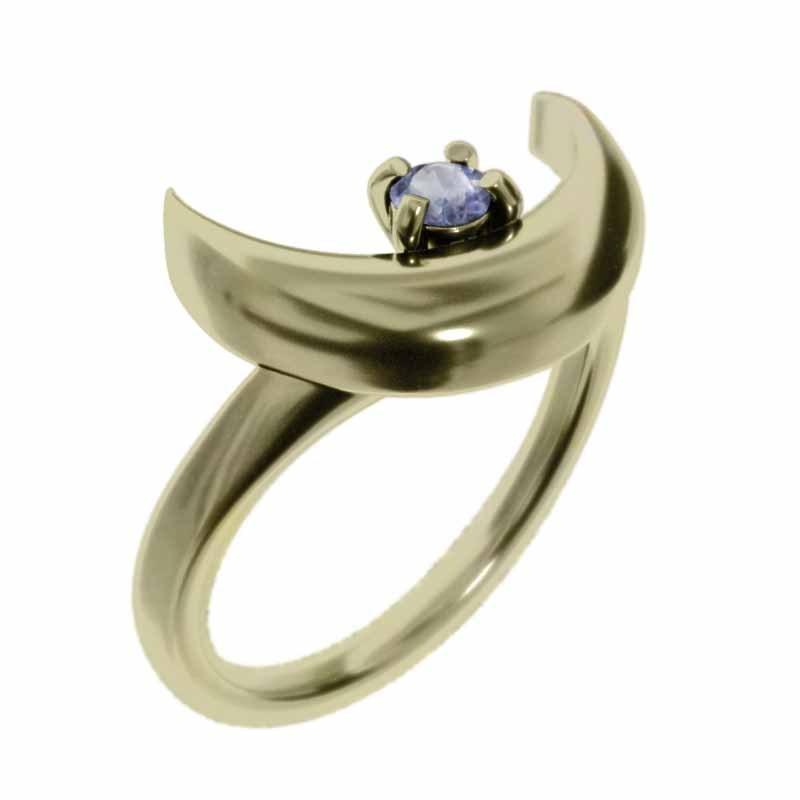 リング 1粒石 月 タンザナイト 12月の誕生石 k10イエローゴールド
