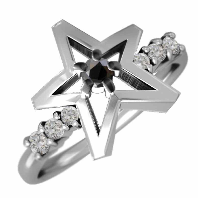 人気の リング スター ブラックダイヤモンド(黒ダイヤ) 天然ダイヤモンド 白金（プラチナ）900 指輪