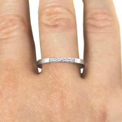 プラチナ900 平らな指輪 ハーフ エタニティ 指輪 5石 3石 天然ダイヤモンド 幅約1.7mmリング 細め