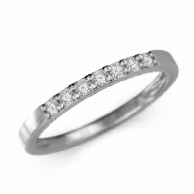 平らな指輪 ハーフ エタニティ 指輪 細身 指輪 ダイアモンド k18ホワイトゴールド 幅約1.7mmリング 細め