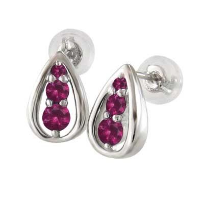 ペア ピアス しずく ルビー 7月の誕生石 プラチナ900 キャッチ付