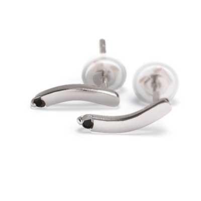 ペア ピアス プレート ブラックダイアモンド 4月誕生石 Pt900 キャッチ付 小サイズ