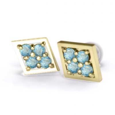 両耳 ピアス ブルートパーズ(青) 18金イエローゴールド 11月