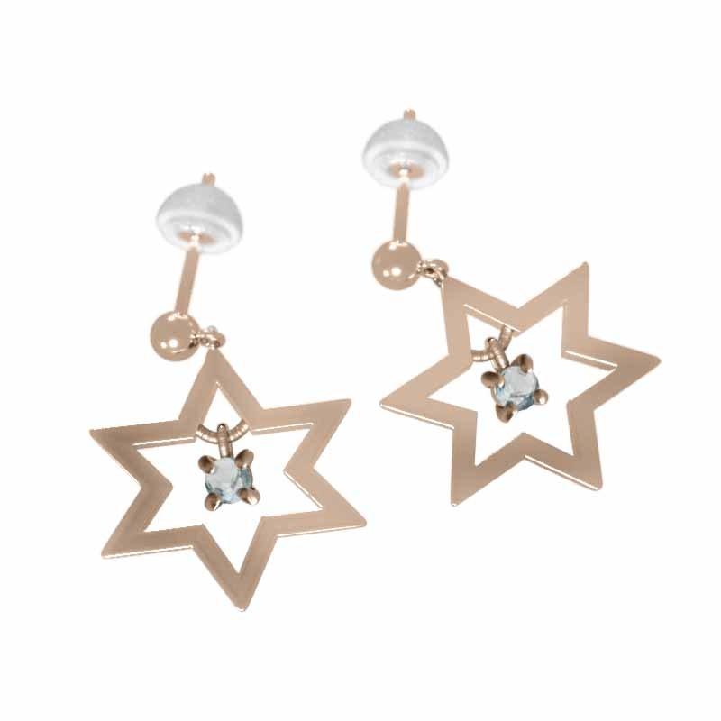 激安 購入 オンライン 18kピンクゴールド ペア ピアス ダビデ 星 1粒 石 3月誕生石 アクアマリン キャッチ付き 中サイズ クリアランス販売店舗 Www Superavila Com